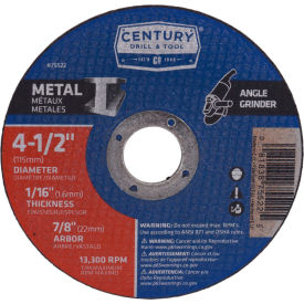 Century Drill 75522 Cutting Wheel 4-1/2" x 7/8" Aluminum Oxide