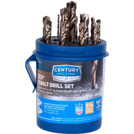 Century Drill 26115 - Cobalt Drill Bit 15 Piece Set - 135° - 1/16" to 1/2" by 32nds