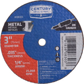 Century Drill 08303 Cutting Wheel 3" x 1/4" Aluminum Oxide