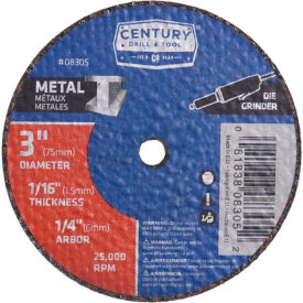 Century Drill 08305 Cutting Wheel 3" x 1/4" Aluminum Oxide
