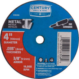 Century Drill 08306 Cutting Wheel 4" x 3/8" Aluminum Oxide