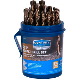 Century Drill 26929 - Cobalt Drill Bit 29 Piece Set - 135° - 1/16" to 1/2" by 64ths