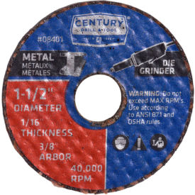 Century Drill 08401 Cutting Wheel 3Pak 1-1/2" x 3/8" Aluminum Oxide