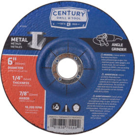 Century Drill  75549  Depressed Center Grinding Wheel 6" x 7/8"  Type 27 Aluminum Oxide