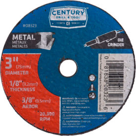 Century Drill 08323 Cutting Wheel 3" x 3/8" Aluminum Oxide