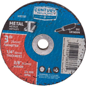 Century Drill 08333 Grinding Wheel Bulk 3" x 3/8" Aluminum Oxide