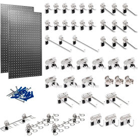 Triton Products 24"W x 42"H Stainless Square Hole Pegboards w/ 45 pc Stainless Steel LocHooks