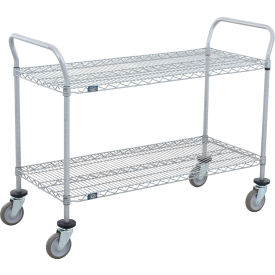 Utility Cart, 2 Shelf, 36"W x 18"D x 39"H, Poly Casters, 4 Swivel view 2