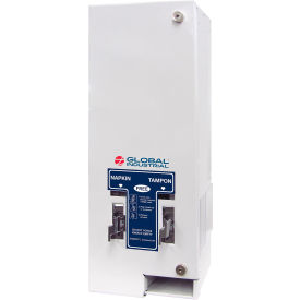 Global Industrial B2310178 Global Industrial™ Sanitary Napkin & Tampon Dispenser, Free Vending, White Metal image.