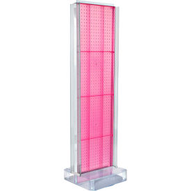 Global Approved 700778-PNK Two-Sided Pegboard Floor Display W/ Studio Base 17"W x 17"D x 60"H
