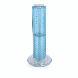 Global Approved 700227-BLU Four Sided Pegboard Tower Display W/ Revolving 9" Base 9"W x 9"D x 25"H