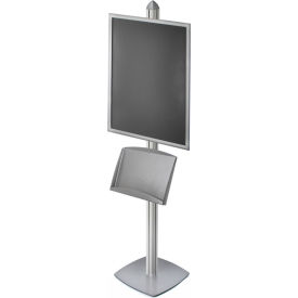Global Approved 300291-SLV Snap Frame Sky Tower Display W/ Steel Shelf 22"W x 18"D x 28"H