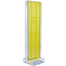 Global Approved 700778-YEL Two-Sided Pegboard Floor Display W/ Studio Base 17"W x 17"D x 60"H