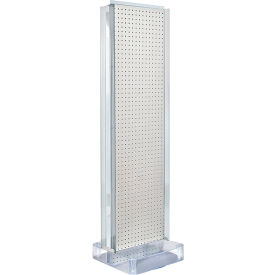 Global Approved 700778-WHT Two-Sided Pegboard Floor Display W/ Studio Base 17"W x 17"D x 60"H