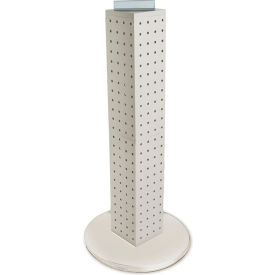 Global Approved 700227-WHT Four Sided Pegboard Tower Display W/ Revolving 9" Base 9"W x 9"D x 25"H