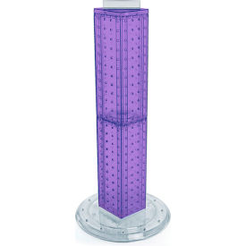 Global Approved 700227-PUR Four Sided Pegboard Tower Display W/ Revolving 9" Base 9"W x 9"D x 25"H