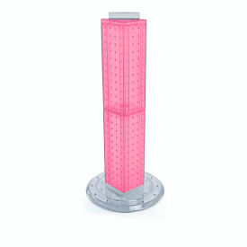 Global Approved 700227-PNK Four Sided Pegboard Tower Display W/ Revolving 9" Base 9"W x 9"D x 25"H