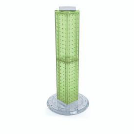 Global Approved 700227-GRE Four Sided Pegboard Tower Display W/ Revolving 9" Base 9"W x 9"D x 25"H