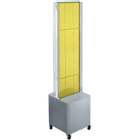 Global Approved 700728-YEL Two-Sided Pegboard Floor Display W/ Studio Base 14-1/2"W x 14"D x 44"H