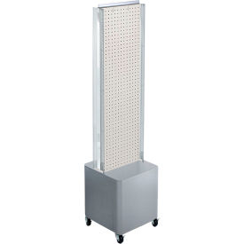 Global Approved 700728-WHT Two-Sided Pegboard Floor Display W/ Studio Base 14-1/2"W x 14"D x 44"H