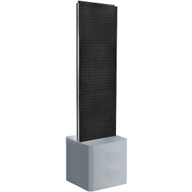 Global Approved 700775-BLK Two-Sided Pegboard Floor Display W/ Adj. Studio Base 17"W x 17"D x 70"H