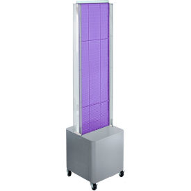 Global Approved 700728-PUR Two-Sided Pegboard Floor Display W/ Studio Base 14-1/2"W x 14"D x 44"H