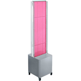 Global Approved 700728-PNK Two-Sided Pegboard Floor Display W/ Studio Base 14-1/2"W x 14"D x 44"H
