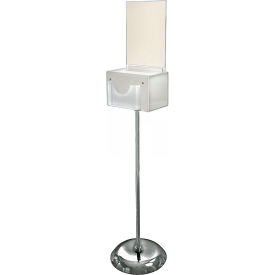 Large White Lottery Box on Pedestal Floor Stand w/ Pocket Lock & Keys 9"W x 6-1/4"D x 52-3/4"H