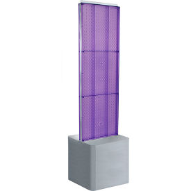 Global Approved 700775-PUR Two-Sided Pegboard Floor Display W/ Adj. Studio Base 17"W x 17"D x 70"H