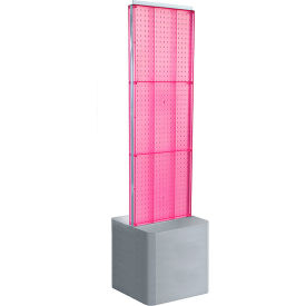 Global Approved 700775-PNK Two-Sided Pegboard Floor Display W/ Adj. Studio Base 17"W x 17"D x 70"H