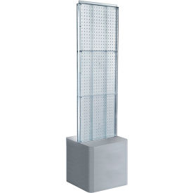 Global Approved 700775-CLR Two-Sided Pegboard Floor Display W/ Adj. Studio Base 17"W x 17"D x 70"H