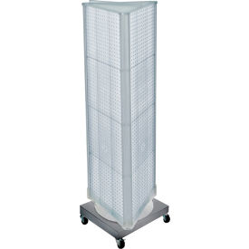 Global Approved 700452-CLR Three-Sided Pegboard Floor Display W/ Revolving Base 16"W x 16"D x 67"H