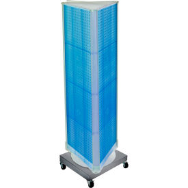 Global Approved 700452-BLU Three-Sided Pegboard Floor Display W/ Revolving Base 16"W x 16"D x 67"H