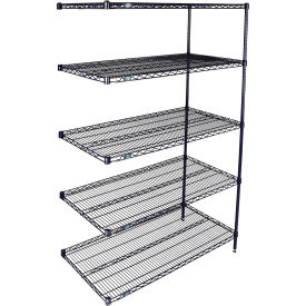 Nexel® 5 Shelf Nexelon® Blue Wire Shelving Unit Add On 42""W x 14""D x 63""H