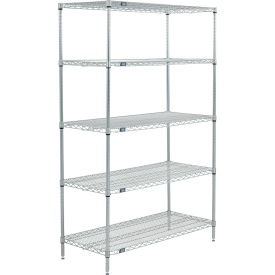 Nexel® 5 Shelf Poly-Z-Brite® Wire Shelving Unit Starter 42""W x 14""D x 74""H