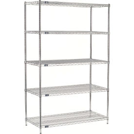 Nexel® 5 Shelf Chrome ESD Wire Shelving Unit Starter 60""W x 12""D x 74""H