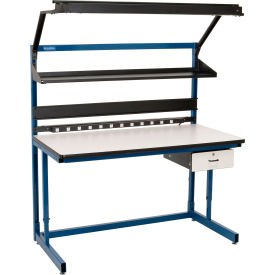 Global Industrial B2334693 Global Industrial™ Bench-In-A-Box Cantilever Workbench, Plastic Laminate Top, 60"Wx30"D, Blue image.