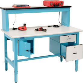 Global Industrial B2334701 Global Industrial™ Bench-In-A-Box Technical Workbench, Plastic Laminate Top, 60"Wx30"D, Blue image.