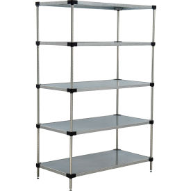 Nexel® 5 Shelf Galvanized Steel Solid Shelving Unit Starter 24""W x 18""D x 63""H