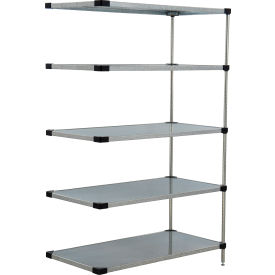 Nexel® 5 Shelf Galvanized Steel Solid Shelving Unit Add On 60""W x 24""D x 63""H