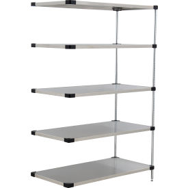 Nexel® 5 Shelf Stainless Steel Solid Shelving Unit Add On 48""W x 24""D x 86""H