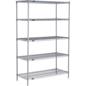 Nexel® 5 Shelf Nexelate® Silver Epoxy Wire Shelving Unit Starter 36""W x 36""D x 74""H