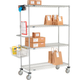 Nexelate® Curbside Wire Truck w/4 Shelves & Polyurethane Casters 48""L x 21""W x 69""H