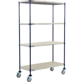 Nexel® 4 Shelf Truck Nexelite® 42""W x 24""D x 60""H Polyurethane Swivel Casters 2 Brake