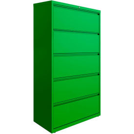 Hirsh Industries® HL1000 Series® 36"W 5 Drawer Lateral File Cabinet Screamin' Green
