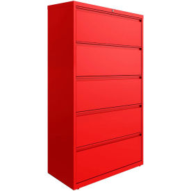 Hirsh Industries® HL1000 Series® 36"W 5 Drawer Lateral File Cabinet Lava Red