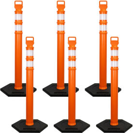 Mr. Chain® Delineator with 2 Reflective Stripes 45"H 4" Dia. LDPE Traffic Orange 6/Pack