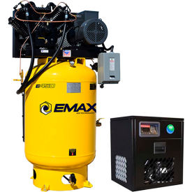 Emax Compressor ESP10V080V1PK-230 EMAX Silent Air 10 HP 1-Phase 80 Gallon Vertical Air Compressor w/58 CFM Dryer Bundle image.