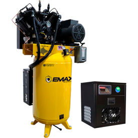 Emax Compressor ESP05V080I1PK-230 EMAX Silent Air 5 HP 1-Phase 80 Gallon Vertical Air Compressor w/30 CFM Dryer Bundle image.