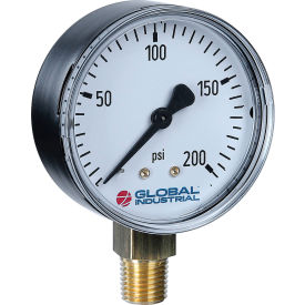 Global Industrial B2781339 Global Industrial™ 2" Pressure Gauge, 60 PSI, 1/4" NPT LM, Steel image.